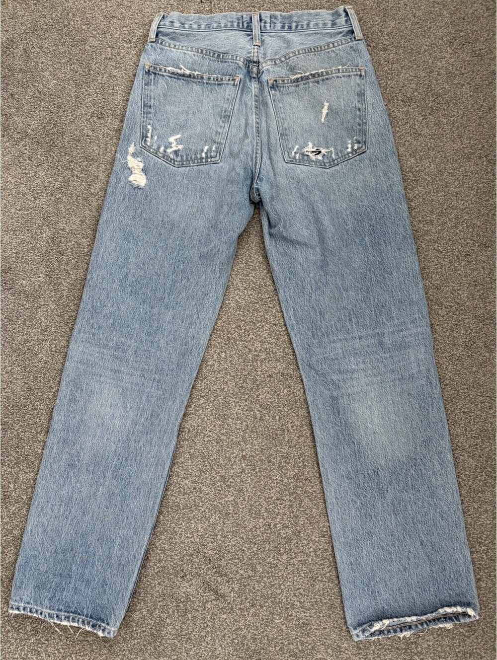 AGOLDE 90s Jeans Woman’s 25  Mid Rise Loose Straight Leg Distressed Button Fly - Picture 7 of 7